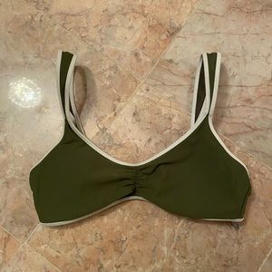 Aerie army green and white bikini top